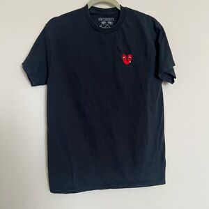Riot Society Broken Heart Graphic T-Shirt Black Embroidered Tee Size M